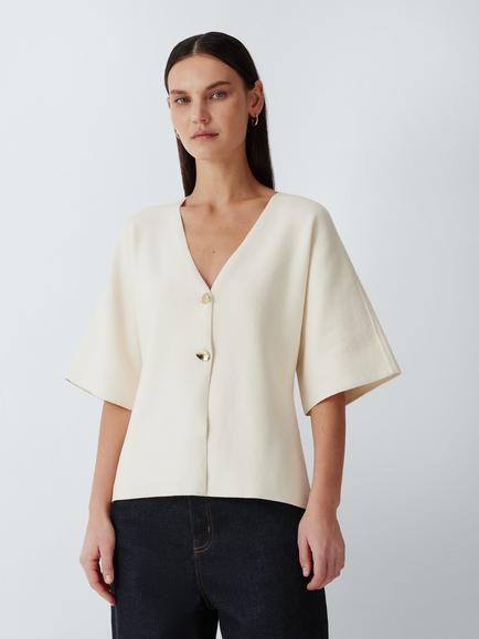 John Lewis Cotton Blend Kimono Cardigan, Off White