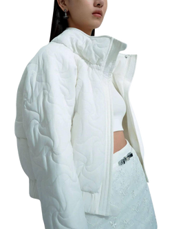 Bosideng Floral Stitch Cropped Down Jacket - view 2, White