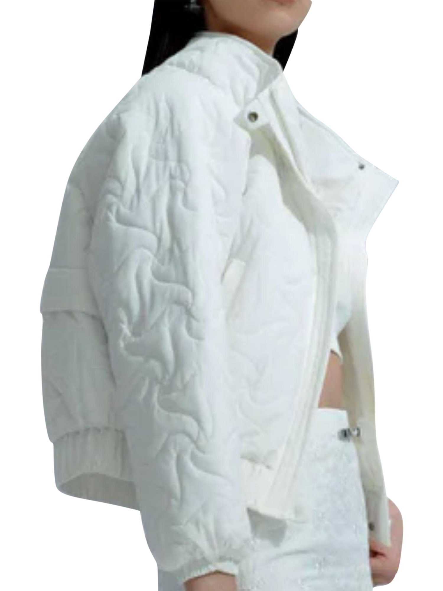 Product image 5 of 5, which shows Bosideng Floral Stitch Cropped Down Jacket, White, 6