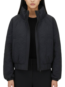 Bosideng Floral Stitch Cropped Down Jacket, Black