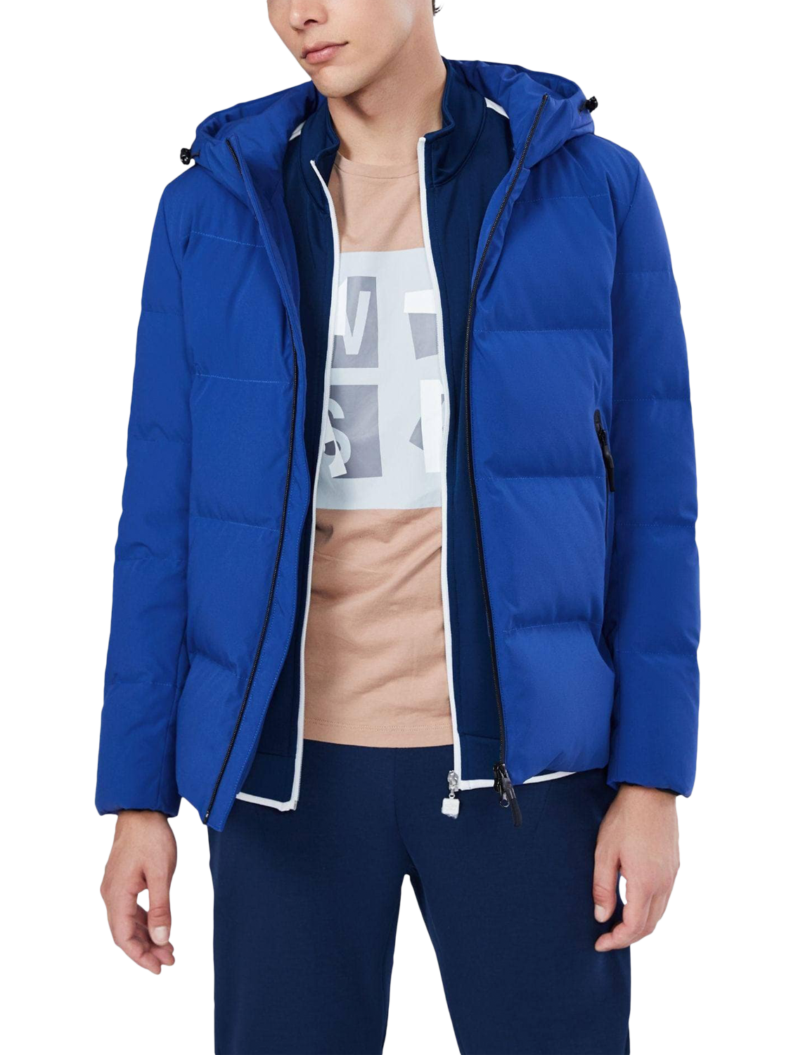 Product image 1 of 5, which shows Bosideng Hooded Down Short Jacket, Sky Blue, M