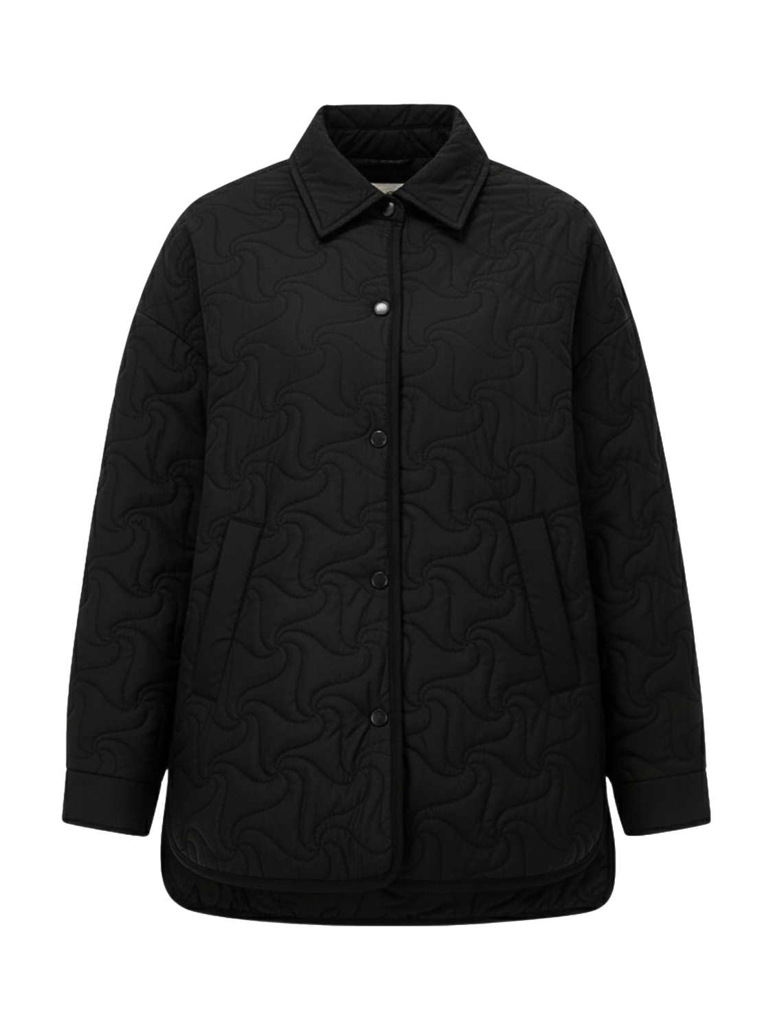 Product image 3 of 5, which shows Bosideng Floral Stitch Goose Down Shacket, Black, 6