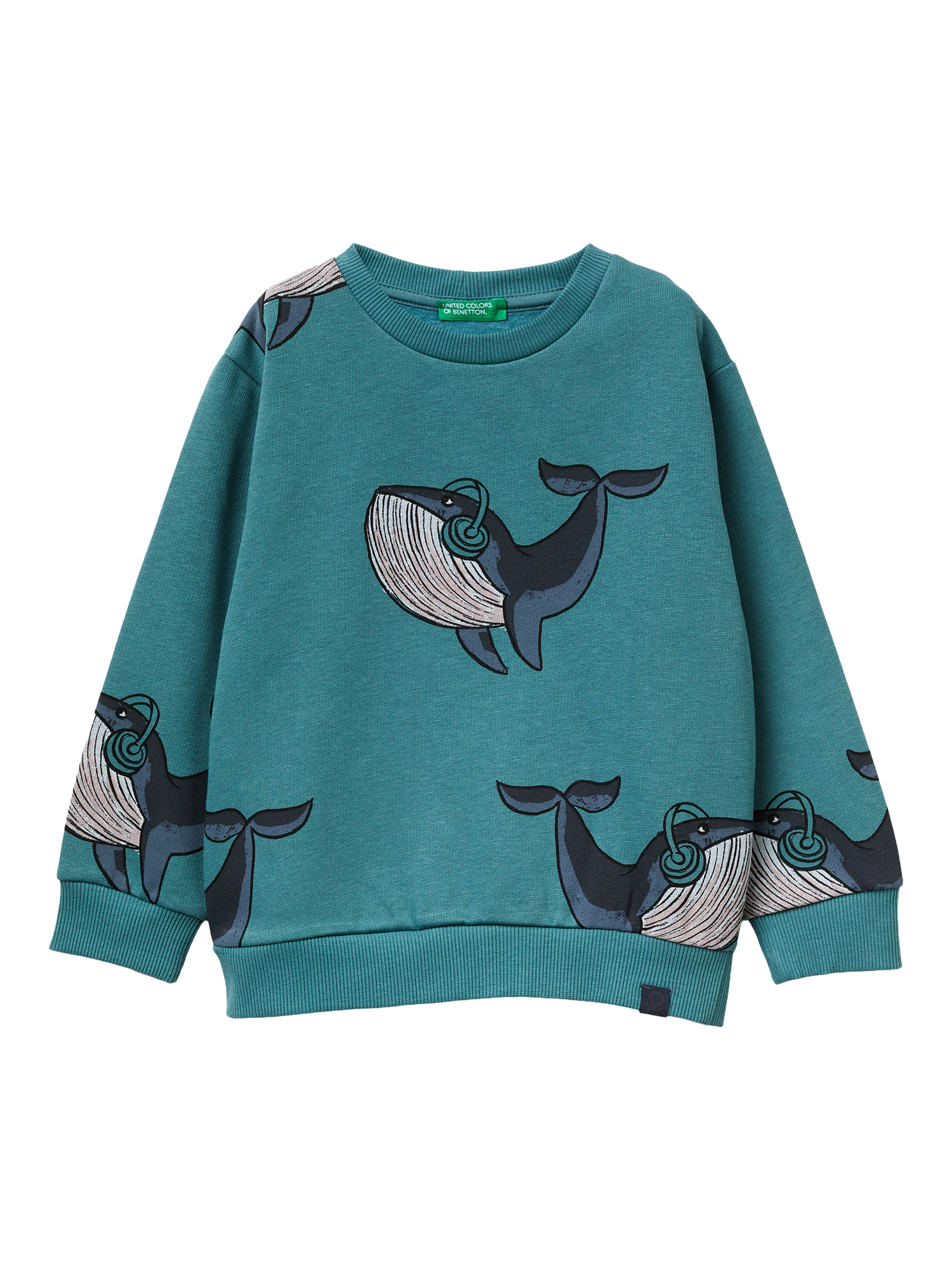 Product image 1 of 3, which shows Benetton Kids' Cotton Blend Crew Neck Sweatshirt, Multi, 3-4 years