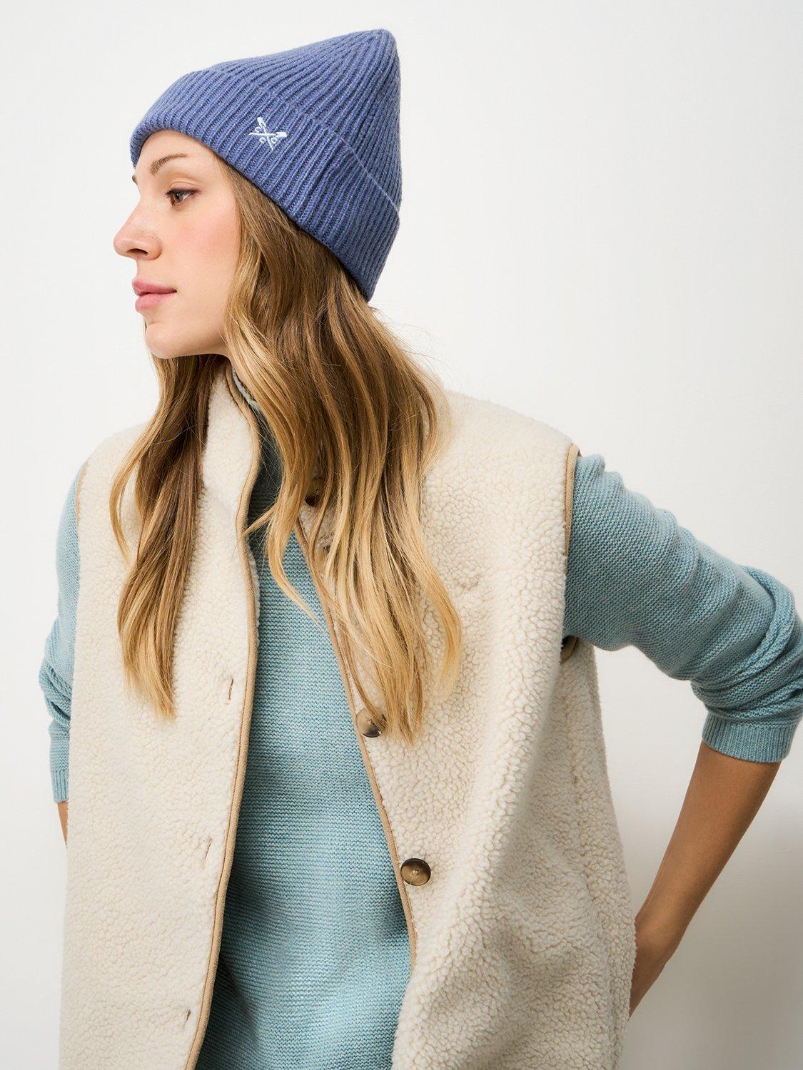 Product image 2 of 2, which shows Crew Clothing Knit Beanie Hat, Light Blue, One Size