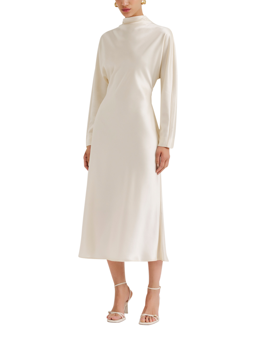 Product image 1 of 5, which shows Malina Zora Midi Dress, Vanilla, 8