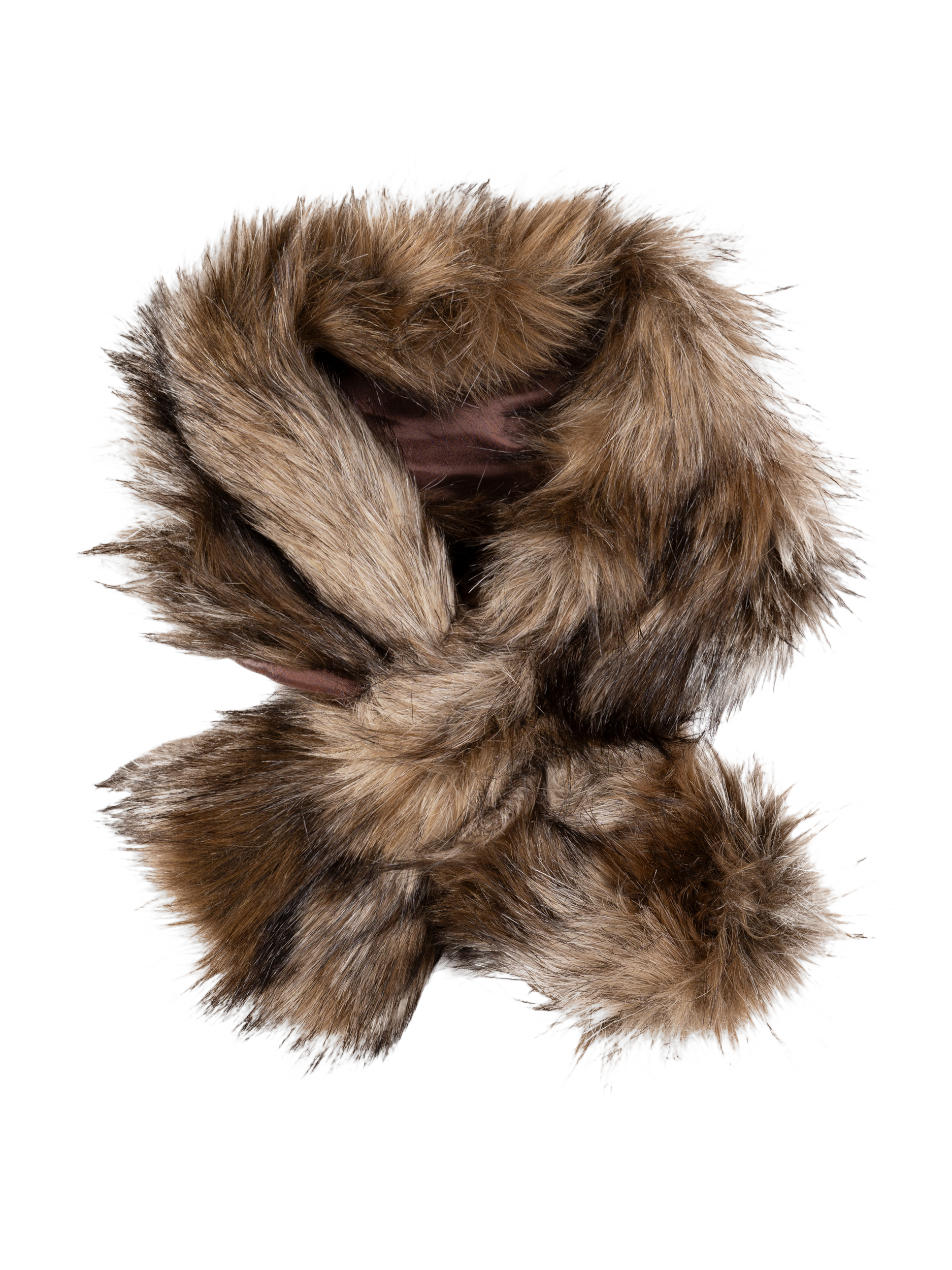 Product image 1 of 4, which shows chesca Faux Fur Scarf, Caramel