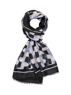 chesca Midweight Knit Scarf, Black/White, Black/White