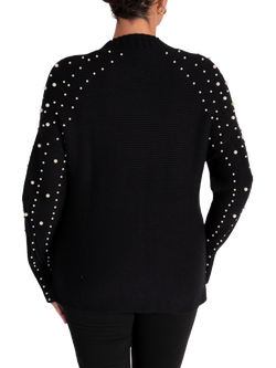 chesca Knitted Oversized Pearl Embellished Jumper, Black - view 2, Black