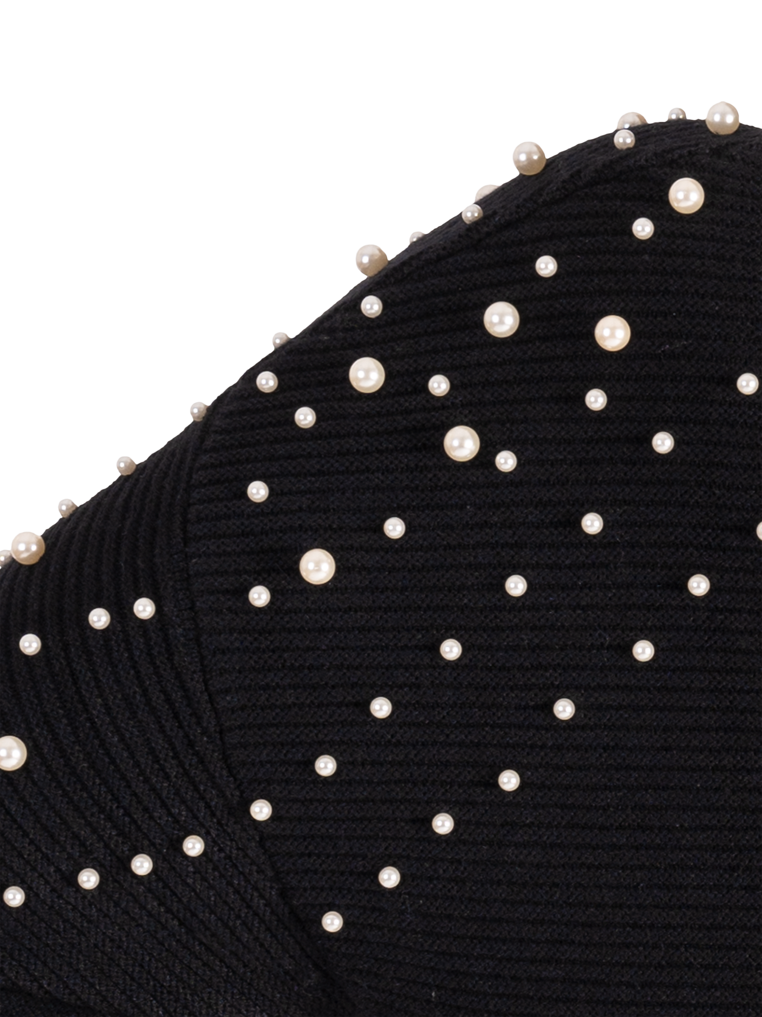 Product image 6 of 6, which shows chesca Knitted Oversized Pearl Embellished Jumper, Black, 14-16