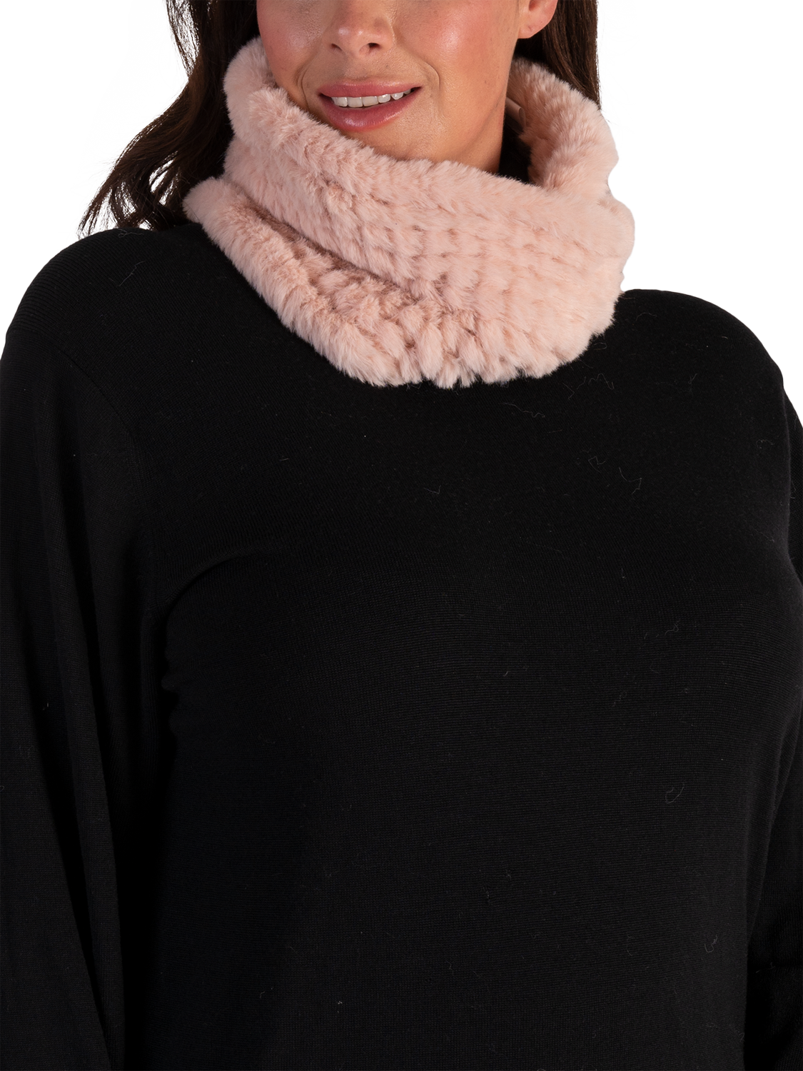 Product image 3 of 4, which shows chesca Faux Fur Snood, Soft Pink, One Size