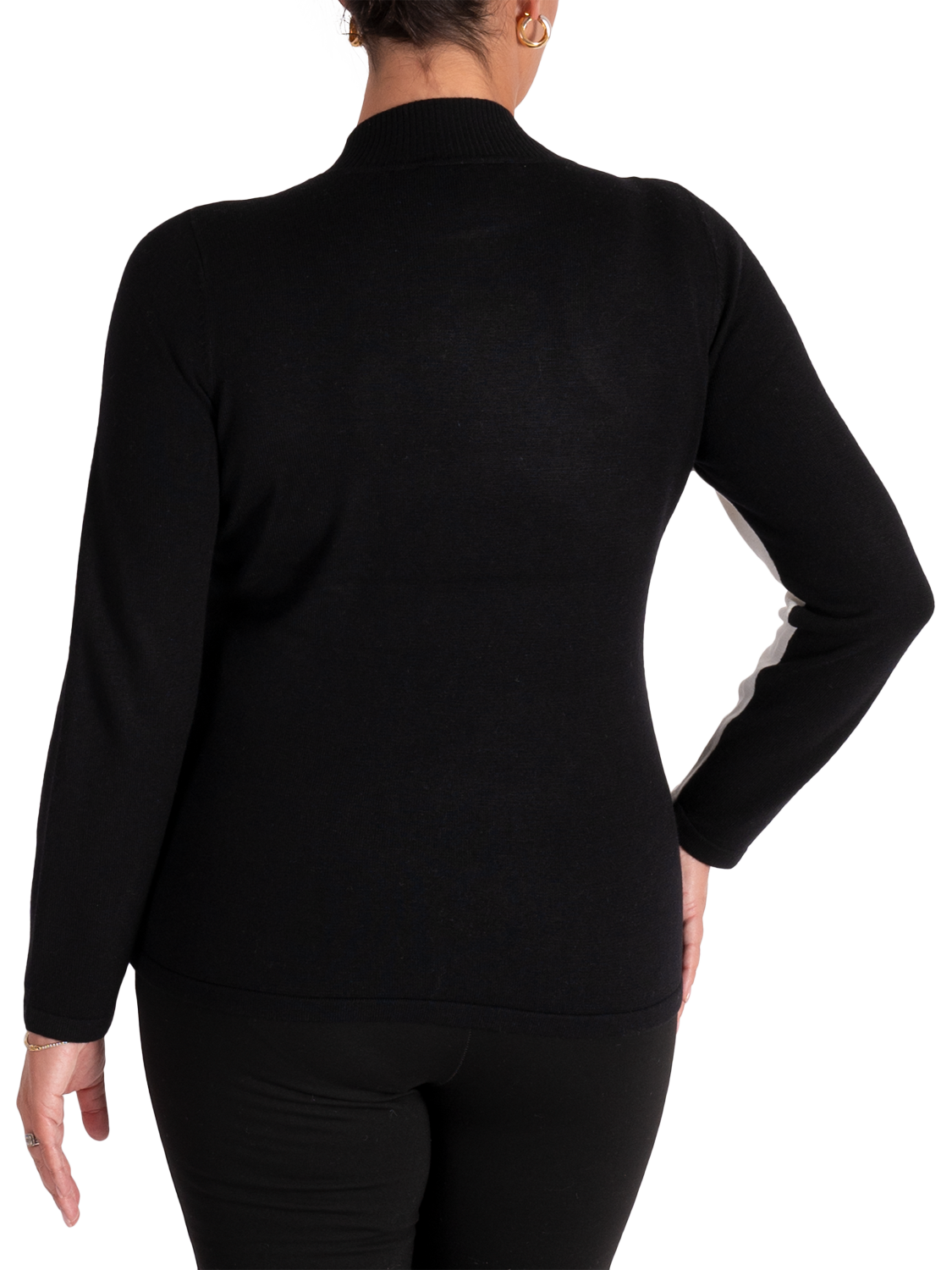 Product image 2 of 6, which shows chesca Fine Knit Monochrome Jumper, White/Black, 12-14
