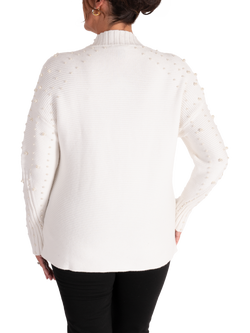 chesca High Neck Pearl Embellished Jumper, White - view 2, White