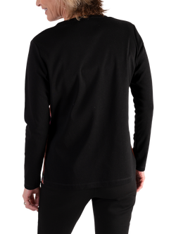 chesca Cotton Blend Long Sleeved Panelled Top, Black/Multi - view 2, Black/Multi