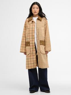 Barbour Hollington Check Car Coat, Brown Multi, Brown Multi