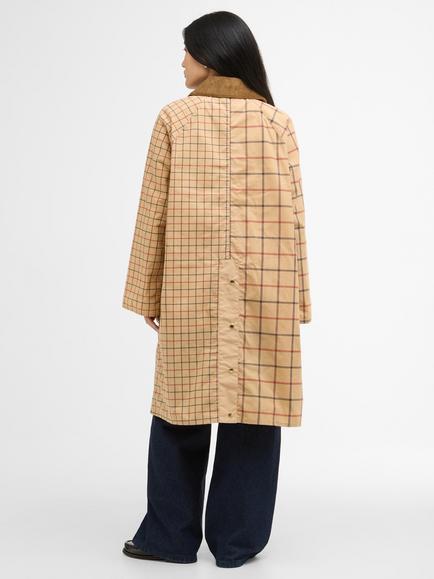 Barbour Hollington Check Car Coat, Brown Multi - view 2, Brown Multi