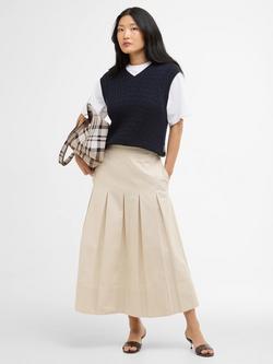 Barbour Kirby Pleated Midi Skirt, Sand, Sand