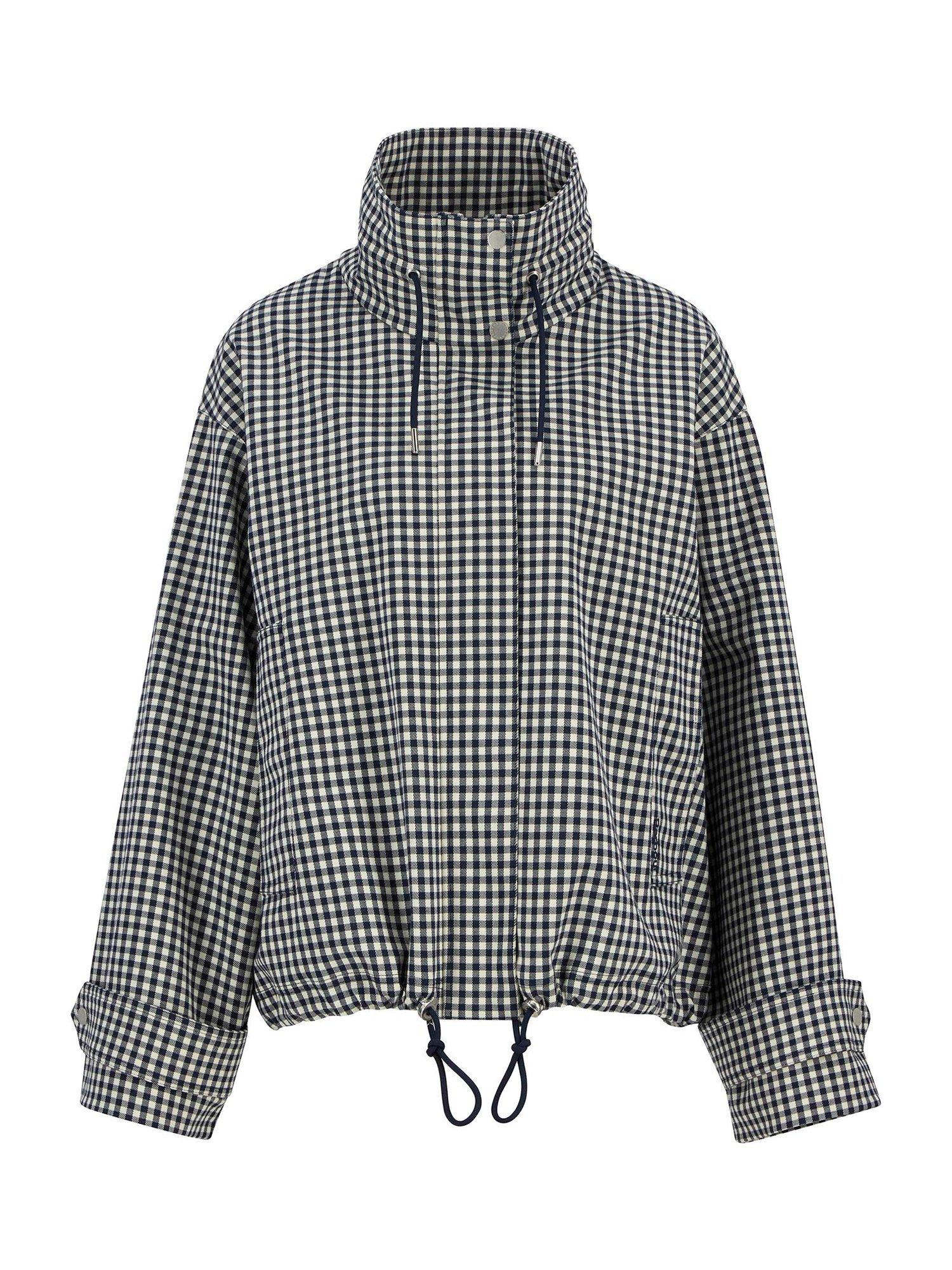 Product image 4 of 7, which shows Barbour Bronwyn Gingham Showerproof Jacket, Navy/White, 8