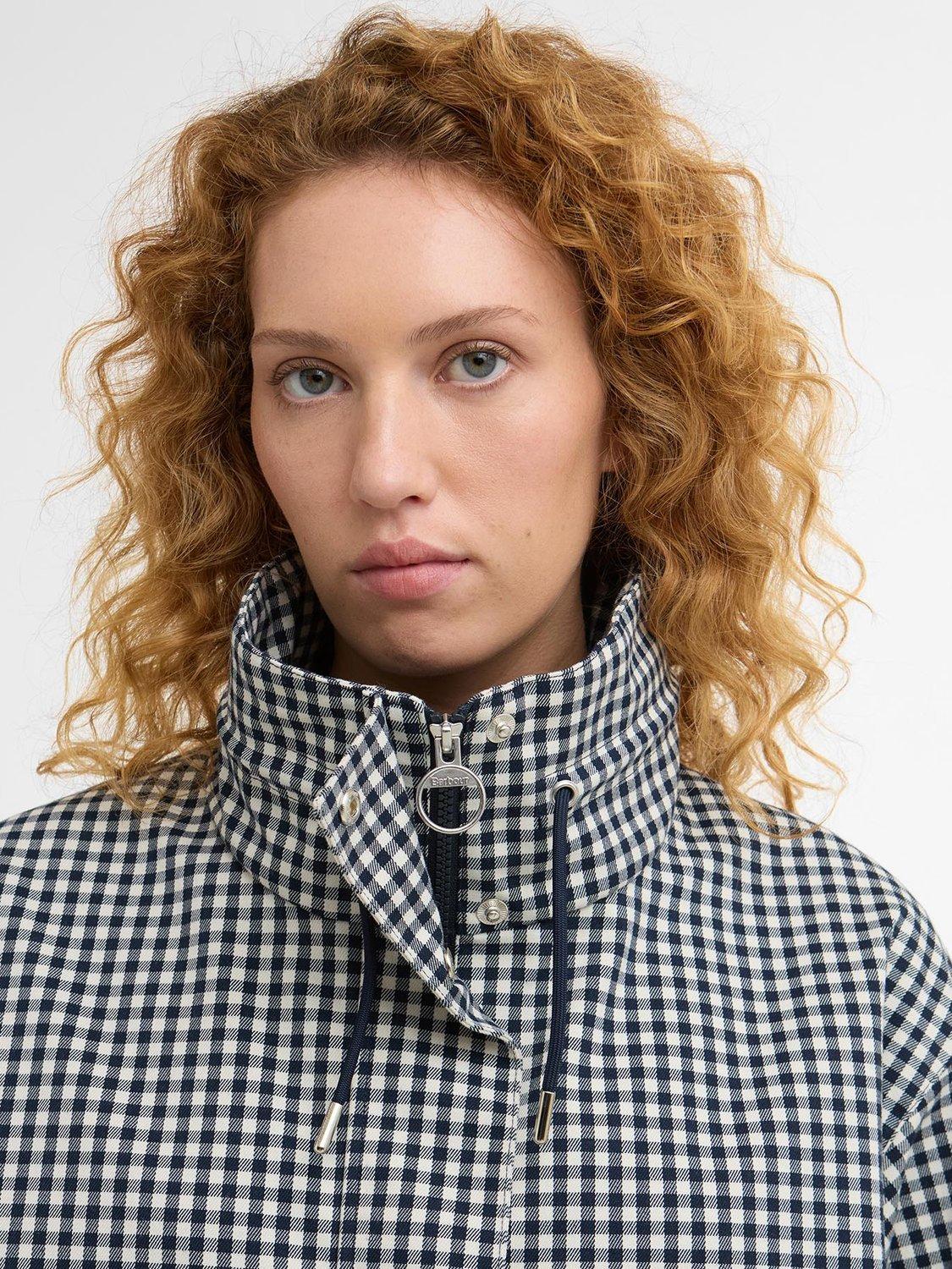 Product image 5 of 7, which shows Barbour Bronwyn Gingham Showerproof Jacket, Navy/White, 8