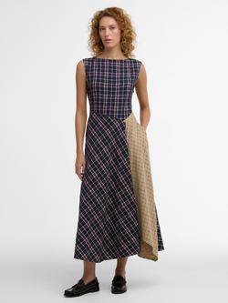 Barbour Edit Dalbury Tartan Midi Dress, Navy/Multi, Navy/Multi