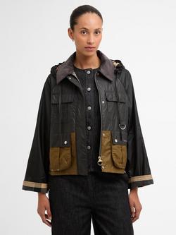 Barbour Liza Waxed Jacket, Black/Grey/Sand, Black/Grey/Sand