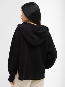 Barbour Daya Tie Front Knitted Hoodie, Black - view 2, Black