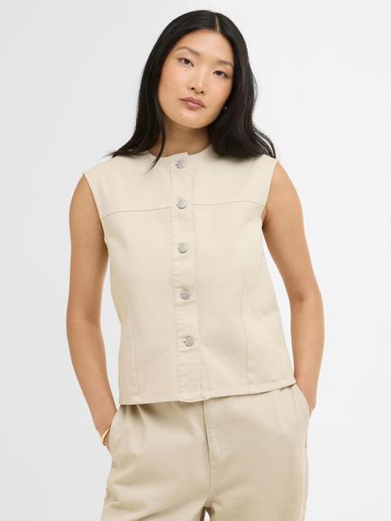 Barbour Daya Denim Waistcoat, Beige, Beige