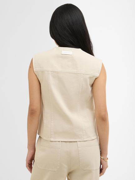 Barbour Daya Denim Waistcoat, Beige - view 2, Beige