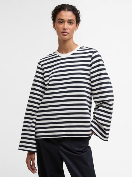 Barbour Layla Striped Sweatshirt, Navy/White, Navy/White