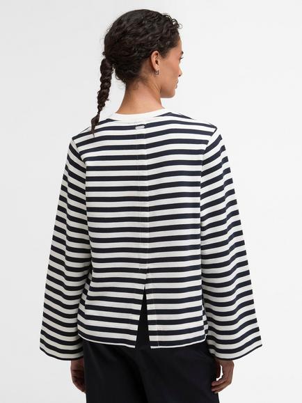 Barbour Layla Striped Sweatshirt, Navy/White - view 2, Navy/White