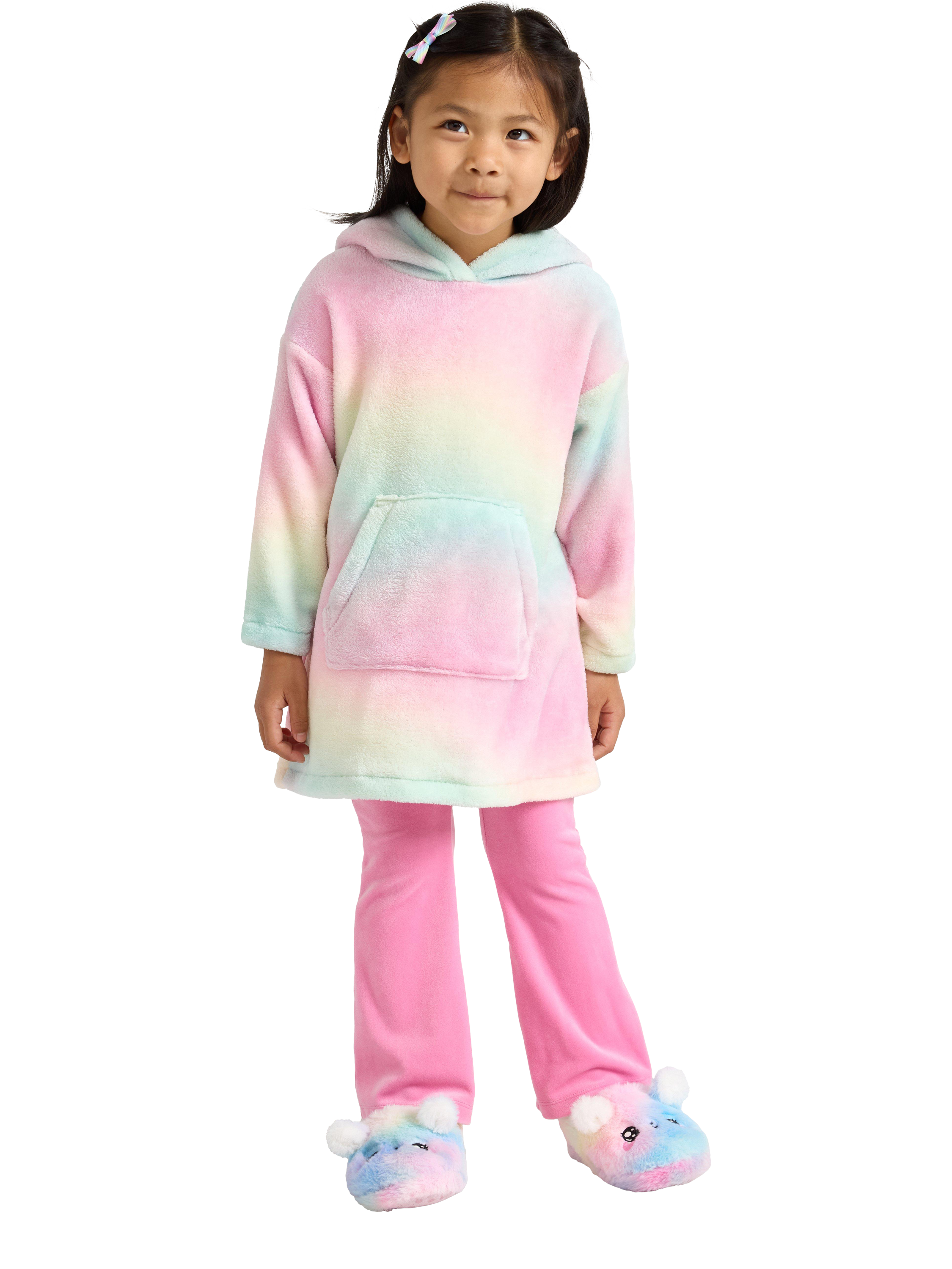 Product image 1 of 6, which shows Lindex Kids' Fluffy Oversized Hoodie Robe , Light Pink, 6-8 yrs