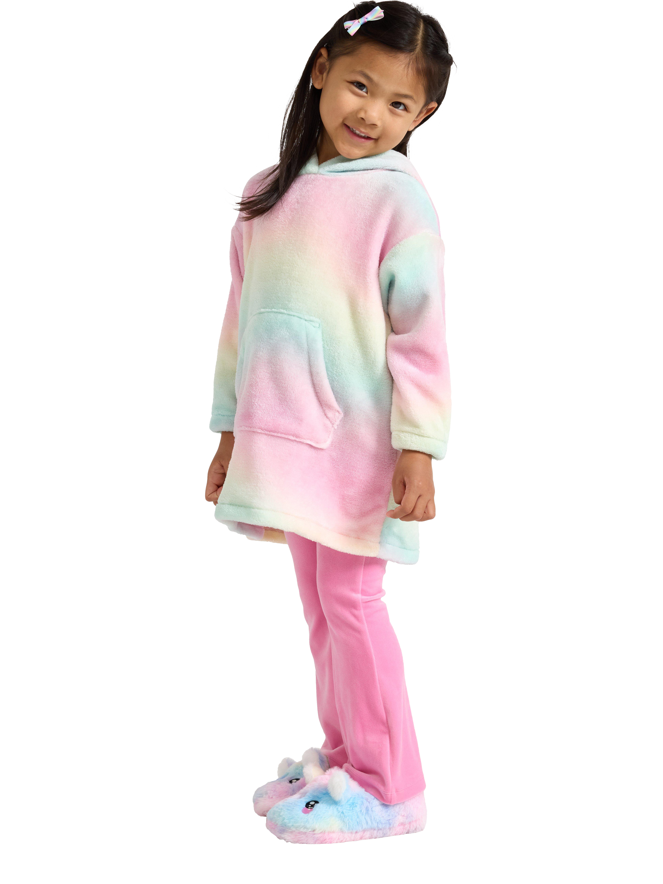 Product image 2 of 6, which shows Lindex Kids' Fluffy Oversized Hoodie Robe , Light Pink, 6-8 yrs