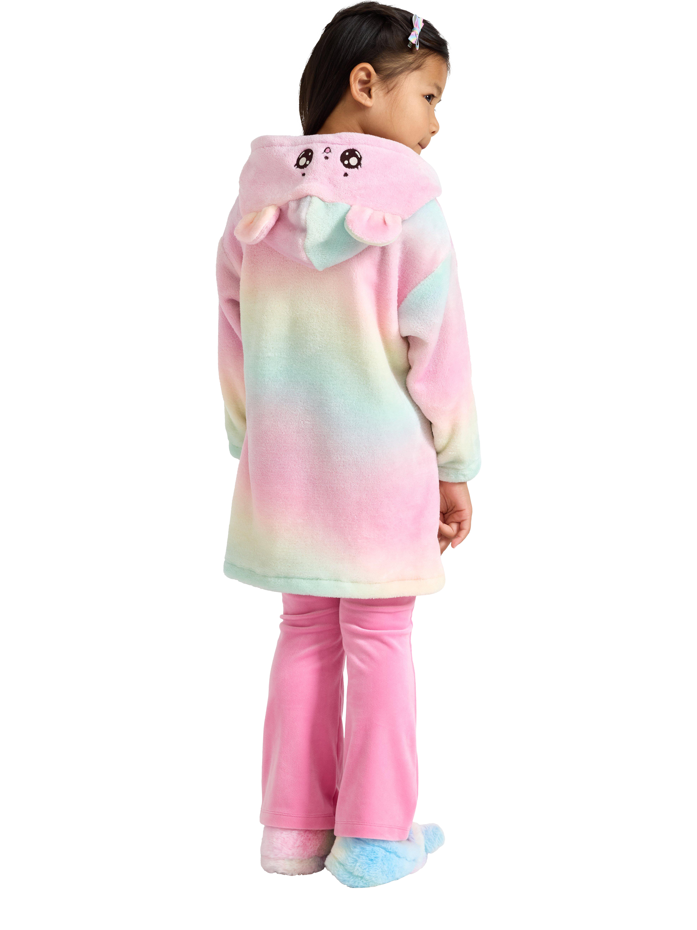 Product image 3 of 6, which shows Lindex Kids' Fluffy Oversized Hoodie Robe , Light Pink, 6-8 yrs