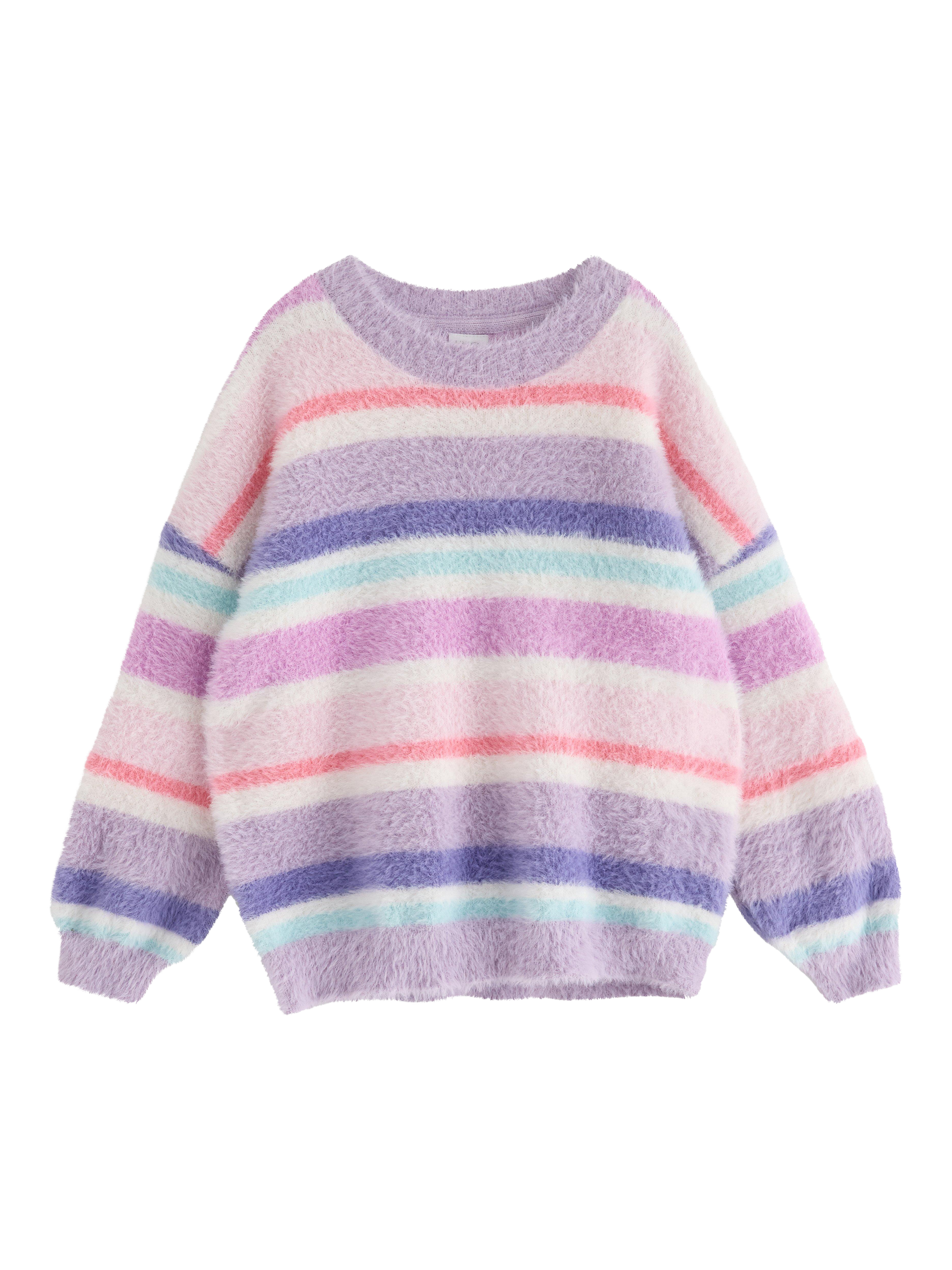 Product image 1 of 3, which shows Lindex Kids' Striped Jumper, Light Lilac, 7-8 years