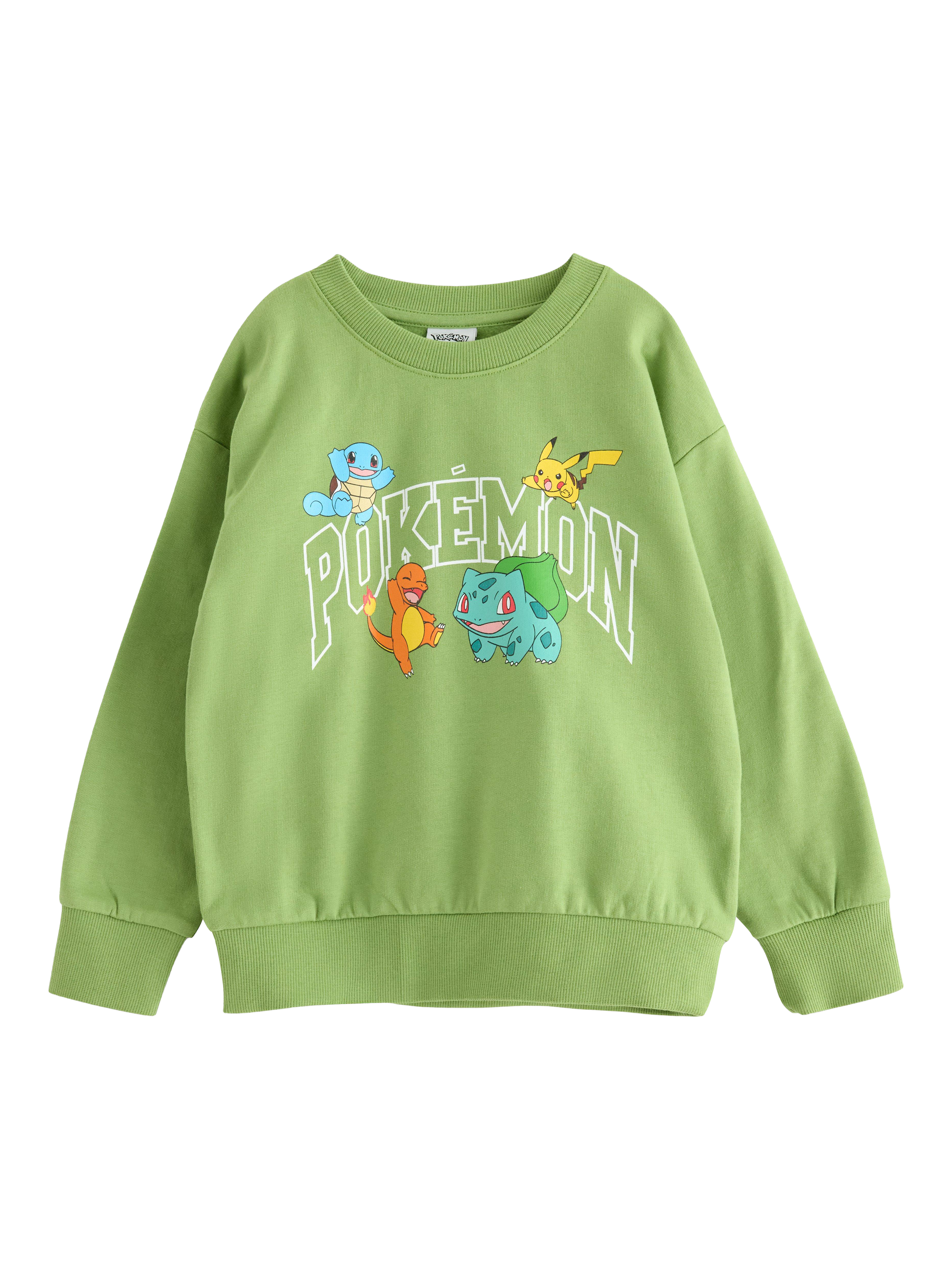 Product image 1 of 3, which shows Lindex Kids' Pokémon Brushed Inside Sweatshirt , Green, 6-7 yrs