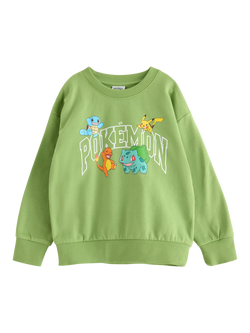 Lindex Kids' Pokémon Brushed Inside Sweatshirt, Green