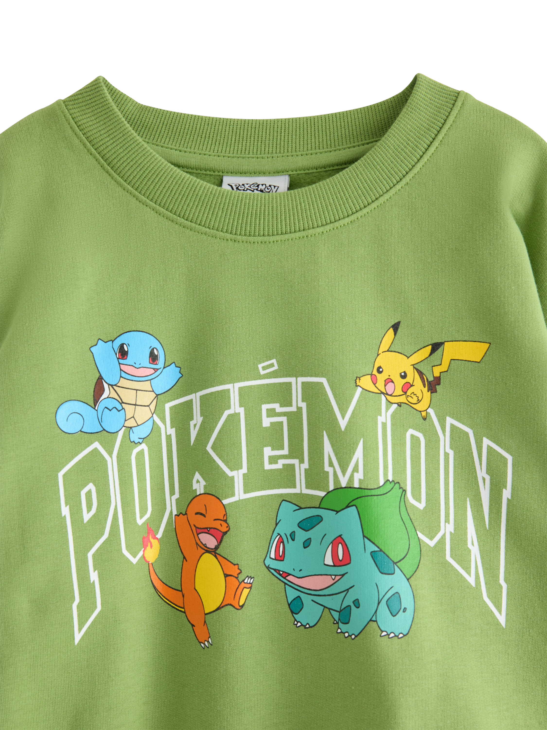 Product image 3 of 3, which shows Lindex Kids' Pokémon Brushed Inside Sweatshirt , Green, 6-7 yrs