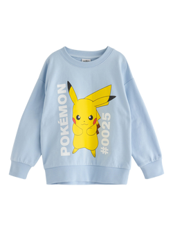 Lindex Kids' Pure Cotton Pokémon Sweatshirt, Light Blue, Light Blue
