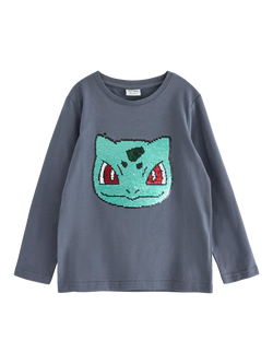 Lindex Kids' Long Sleeve Crew Neck Top, Dark Grey