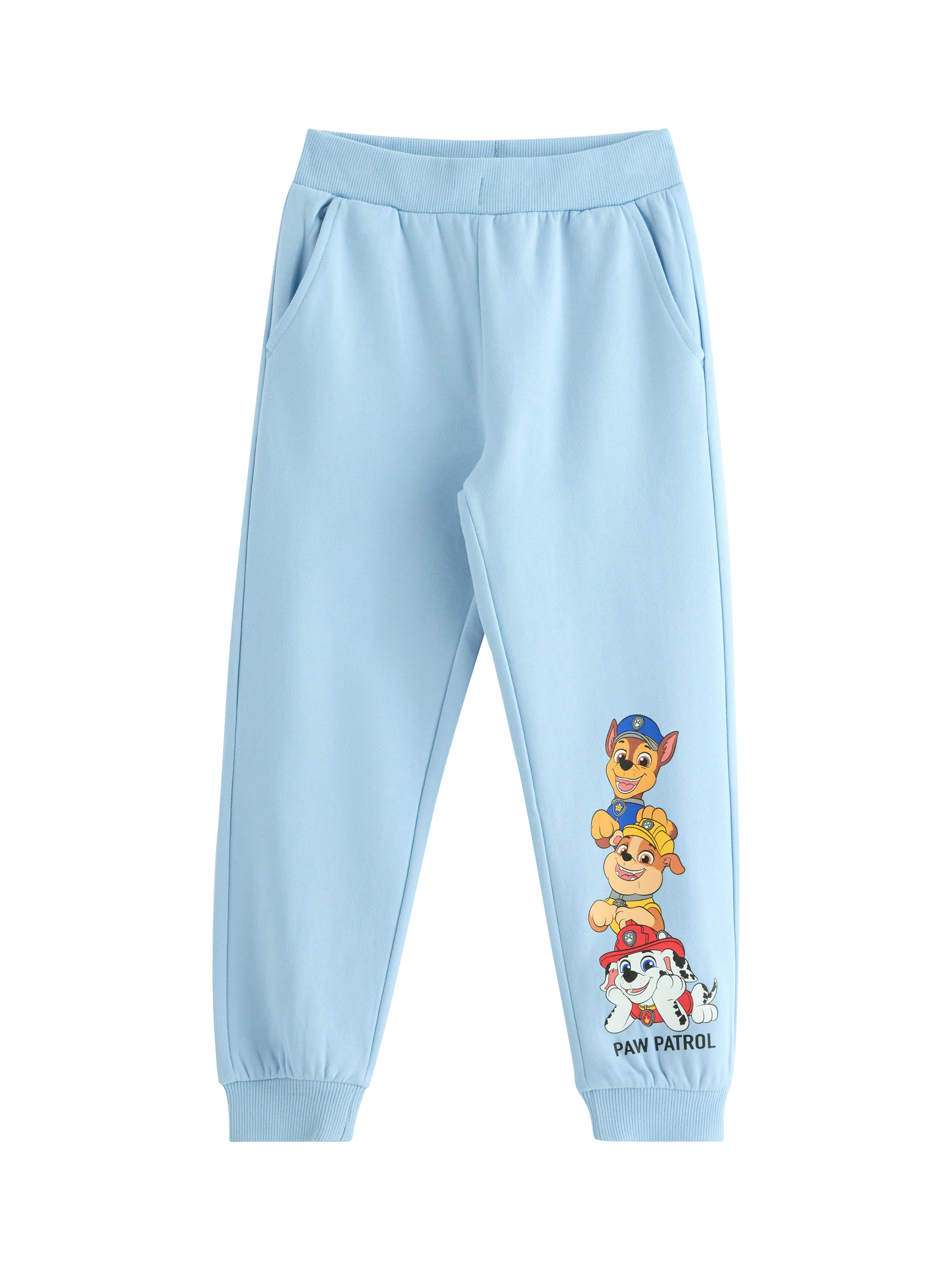Product image 1 of 3, which shows Lindex Kids' Brushed Inside Paw Patrol Trousers, Light Blue, 2-3 yrs