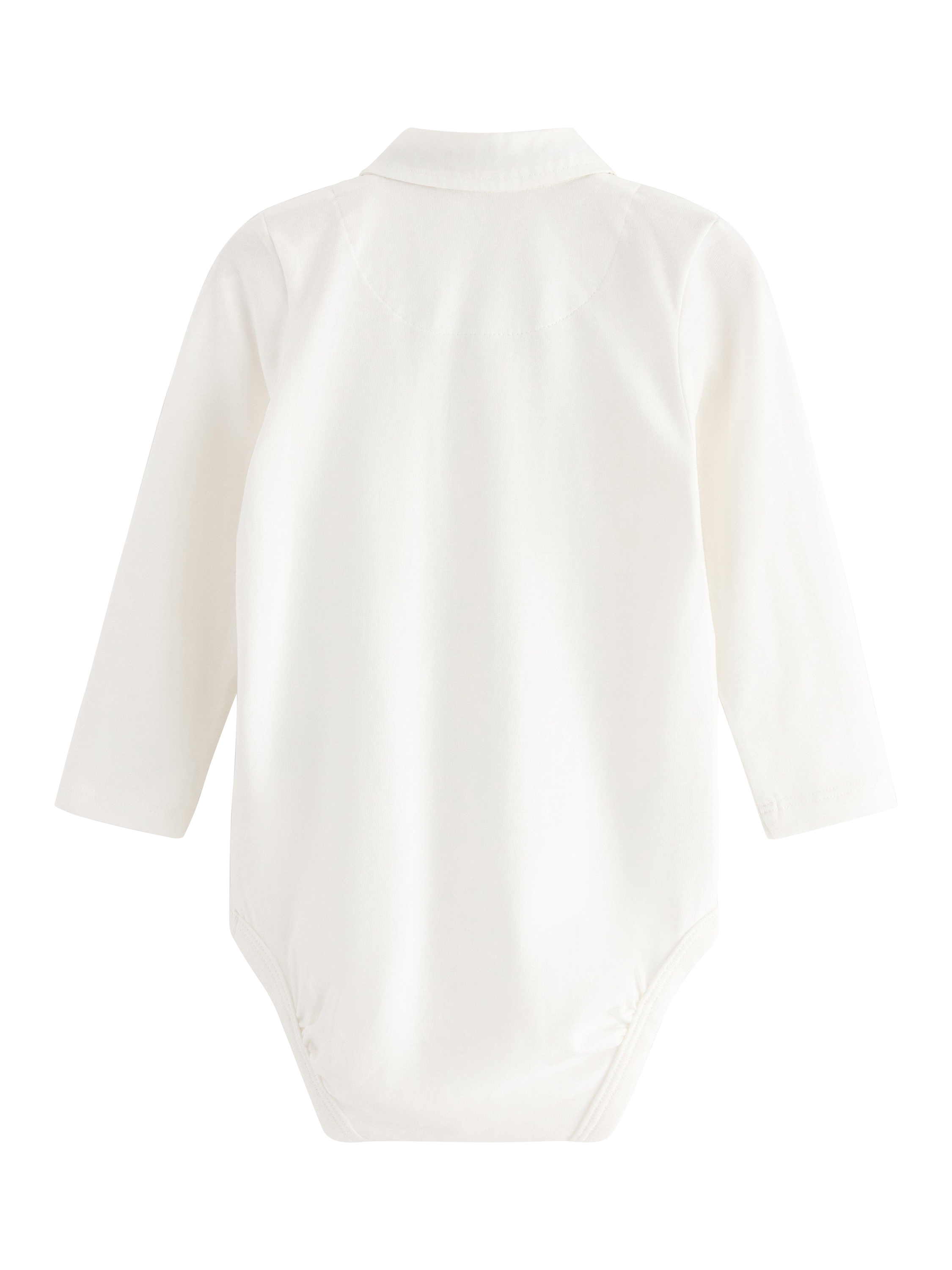 Product image 2 of 3, which shows Lindex Baby's Cotton Blend Tuxedo Bodysuit , Light Dusty White, Up to 3 months|3-6 months
