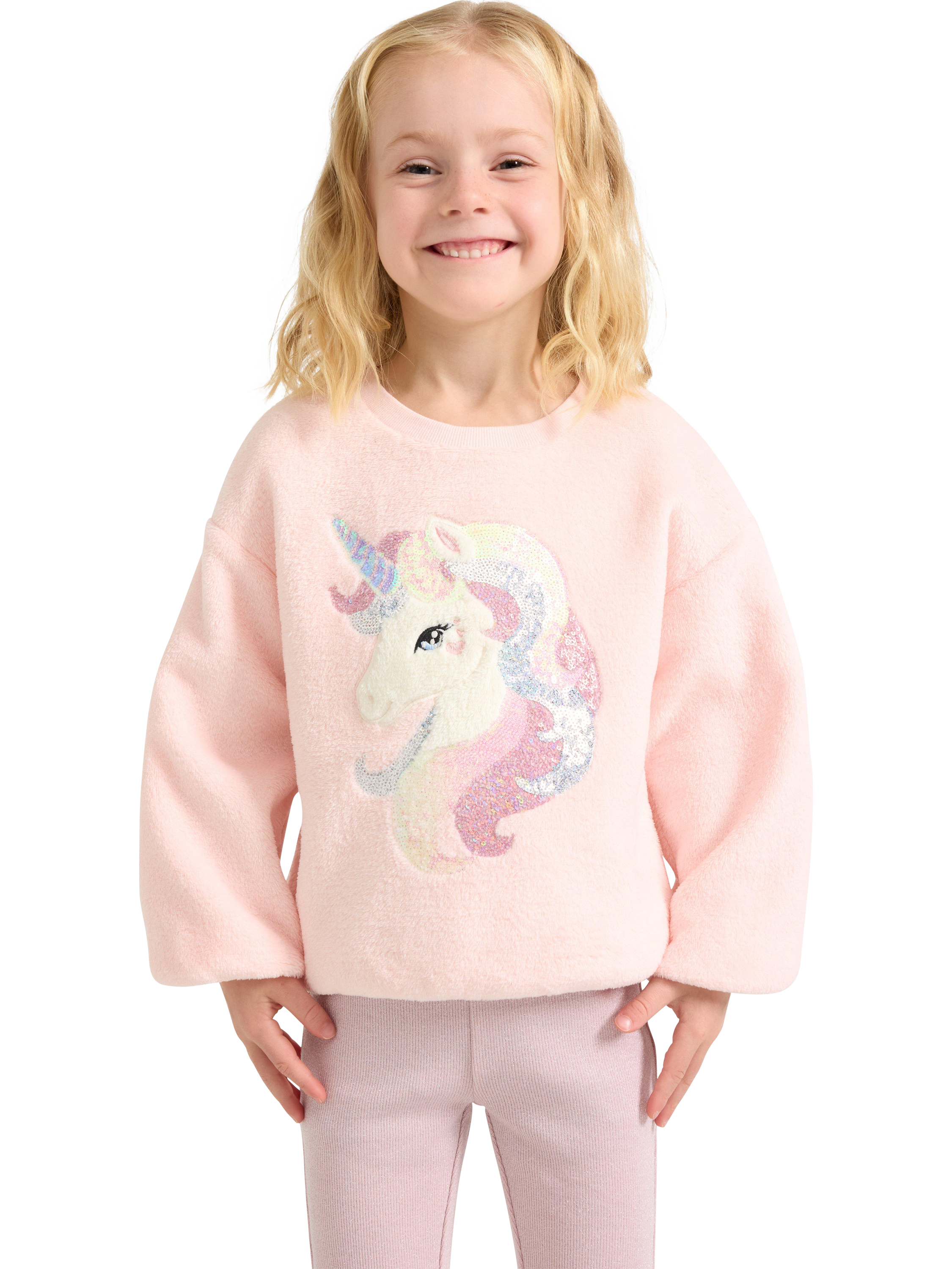Product image 1 of 6, which shows Lindex Baby Unicorn Jumper, Light Pink, 5-6 years