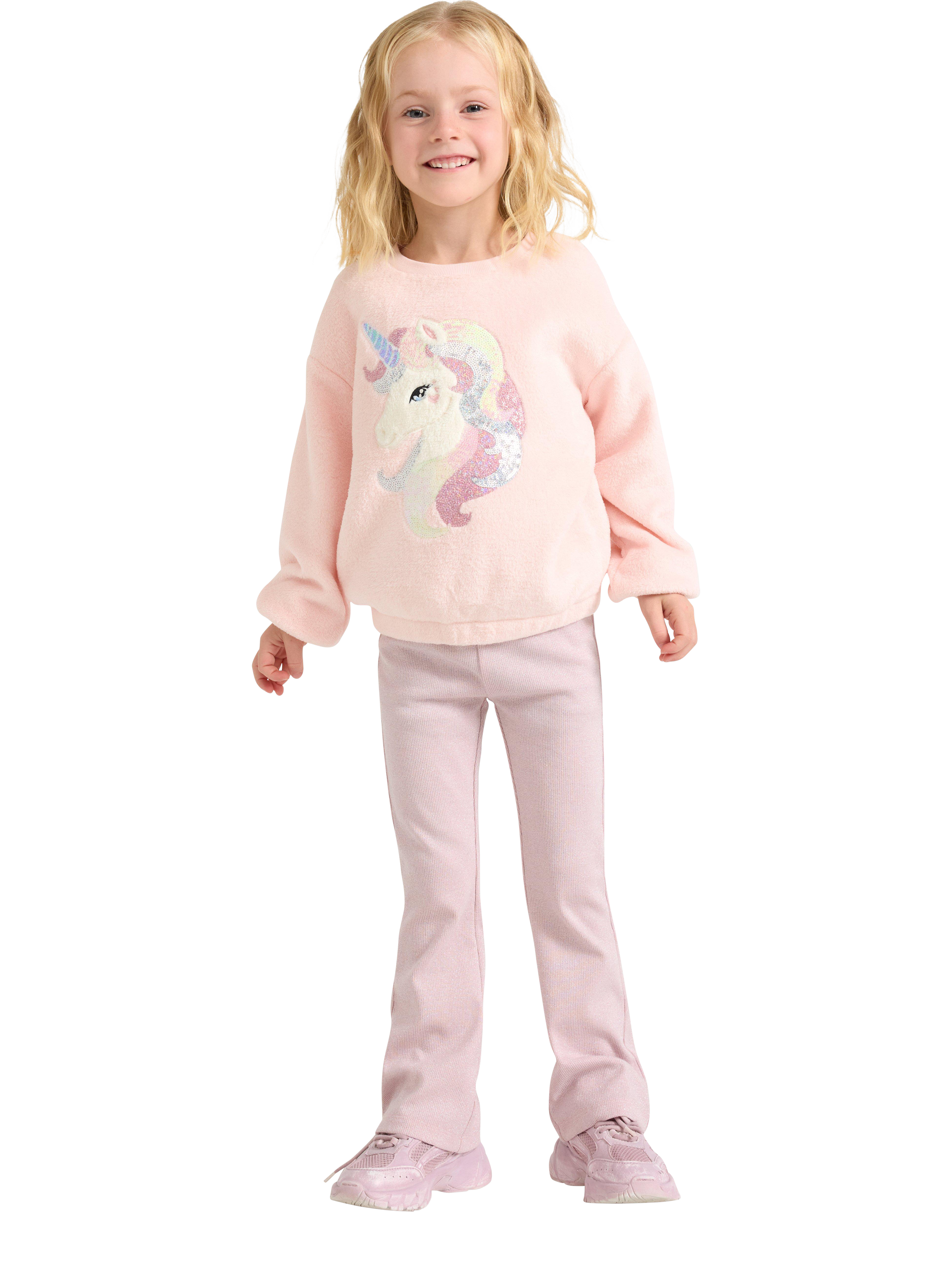 Product image 3 of 6, which shows Lindex Baby Unicorn Jumper, Light Pink, 5-6 years