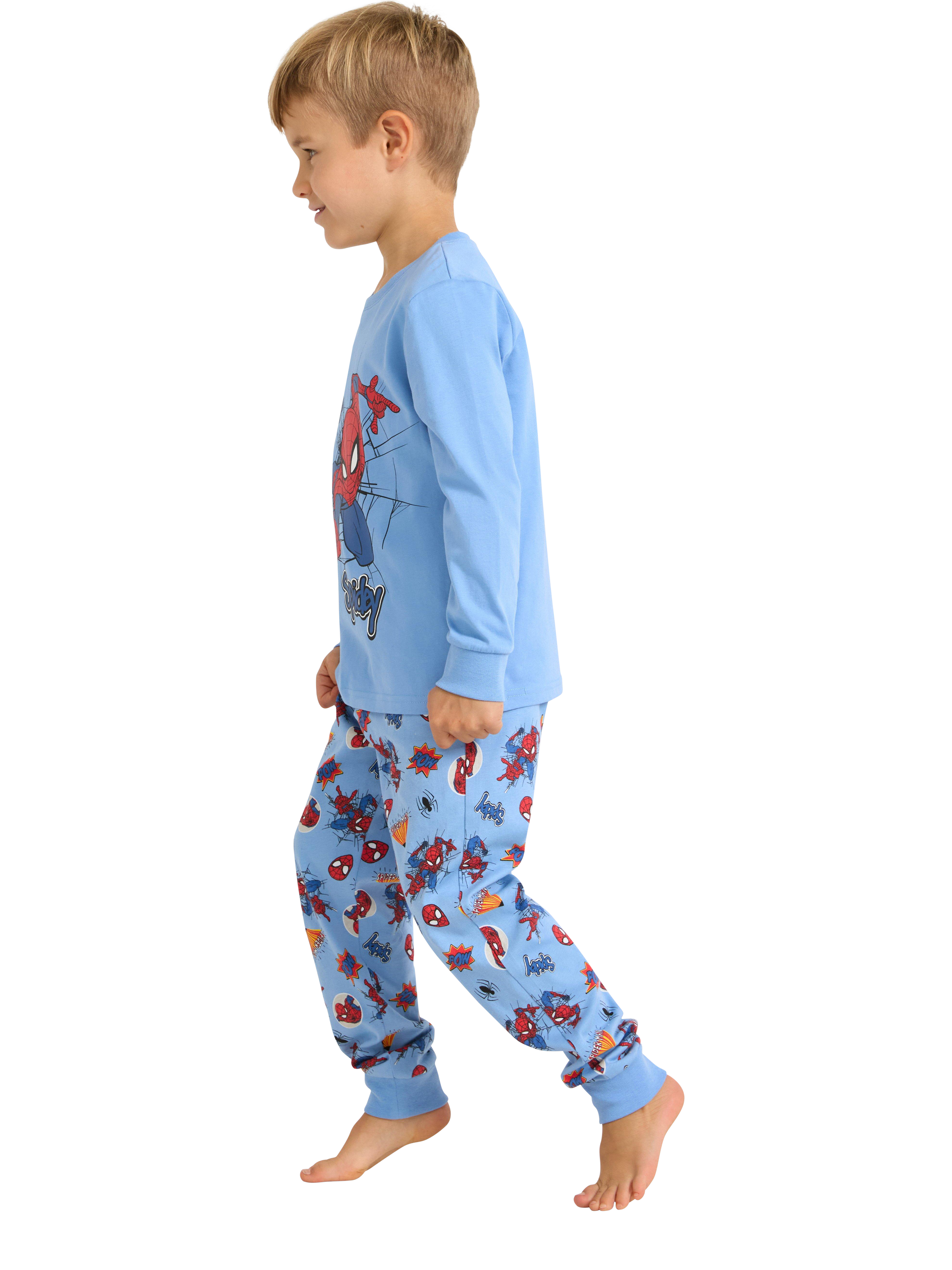 Product image 2 of 6, which shows Lindex Baby Spiderman Pyjama Set, Light Blue, 18-24 months