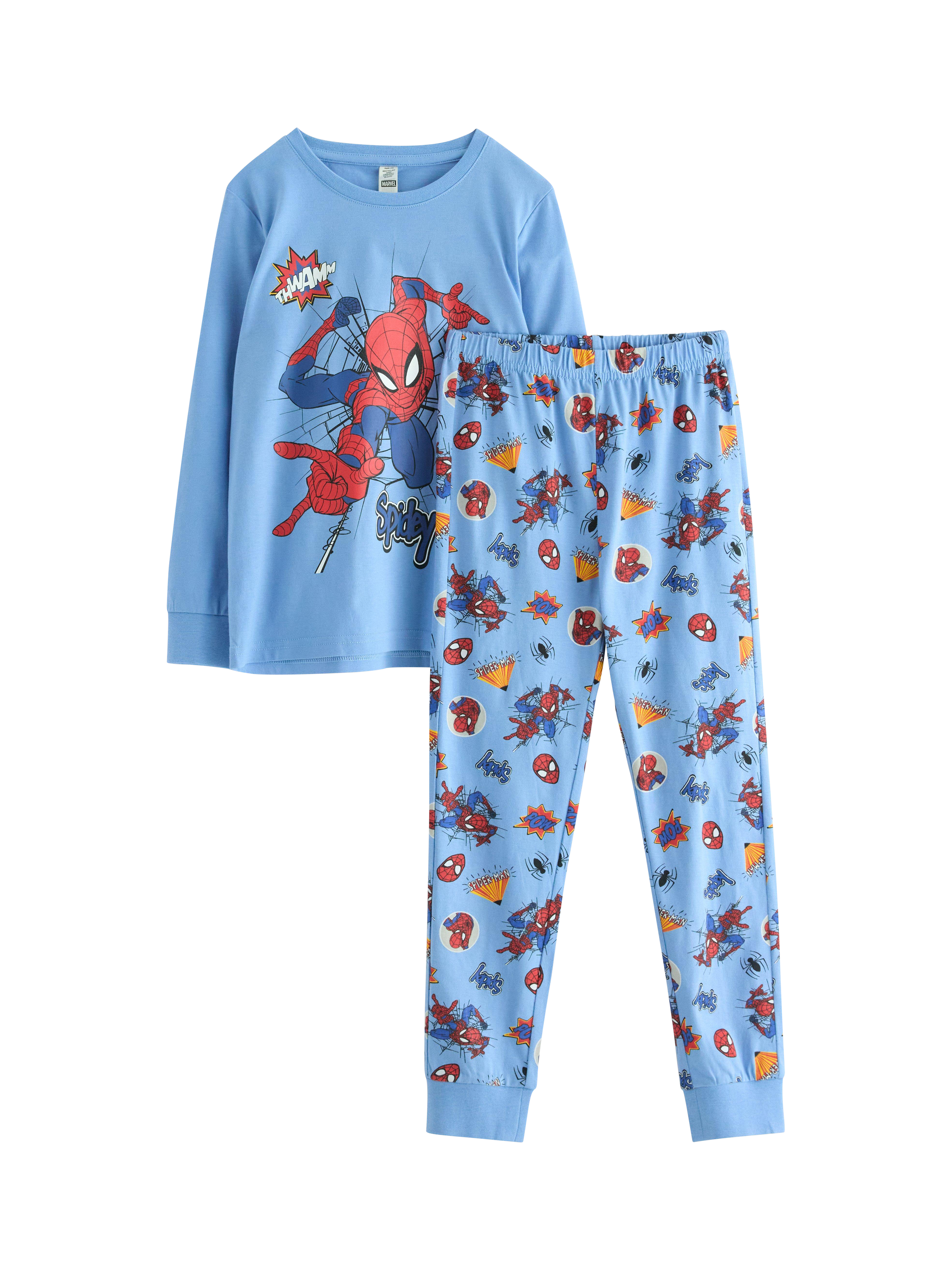 Product image 4 of 6, which shows Lindex Baby Spiderman Pyjama Set, Light Blue, 18-24 months