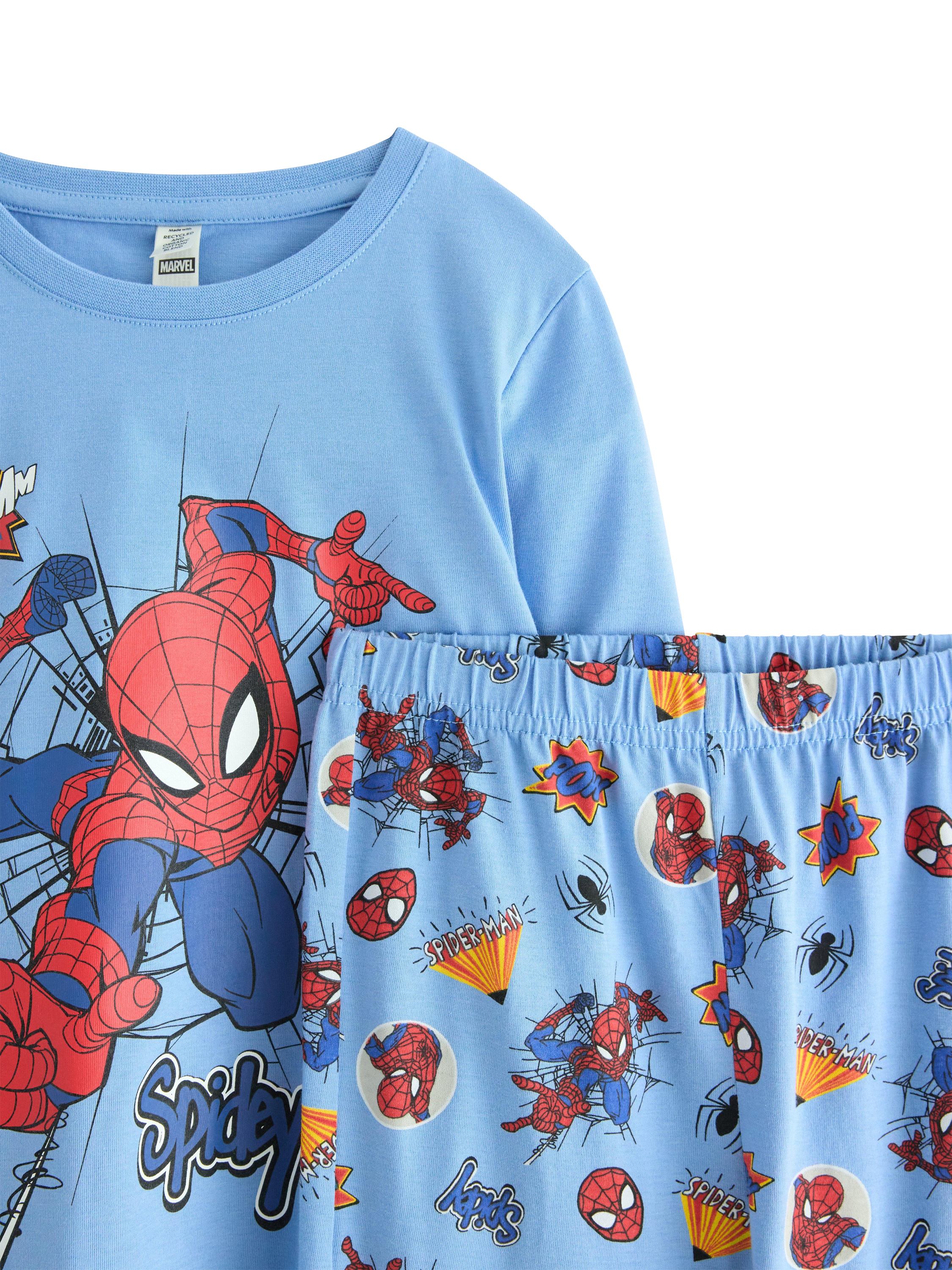 Product image 6 of 6, which shows Lindex Baby Spiderman Pyjama Set, Light Blue, 18-24 months