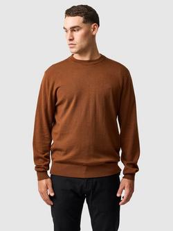 Rodd & Gunn Merino Wool York Bay Knit Crew Neck Jumper, Tobacco