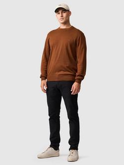 Rodd & Gunn Merino Wool York Bay Knit Crew Neck Jumper - view 2, Tobacco