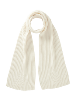 Benetton Flat Ribbed Scarf, White