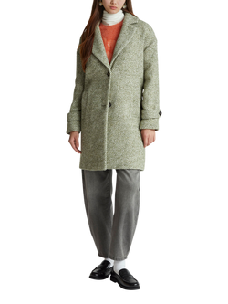Benetton Herringbone Wool Blend Coat, Green/White
