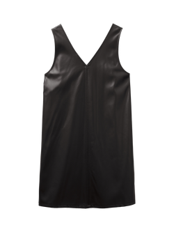 Benetton Sleeveless V-Neck PU Mini Dress - view 2, Black